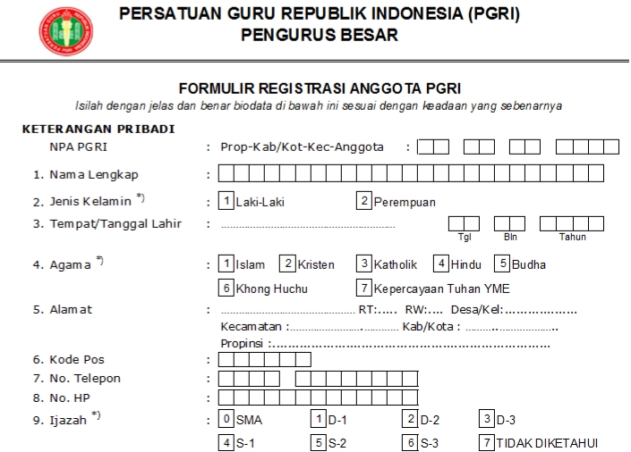 Pendaftaran PGRI Kab. Bangkalan - Persatuan Guru Republik Indonesia Cabang Kab. Bangkalan